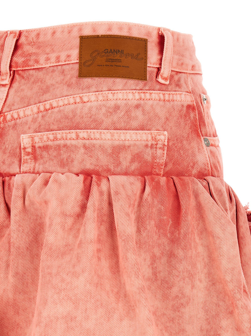 Overdyed Denim Bubble Mini Skirt