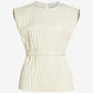 White sleeveless pleated top on a white background