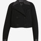 Black peacoat with leather trim on a white background