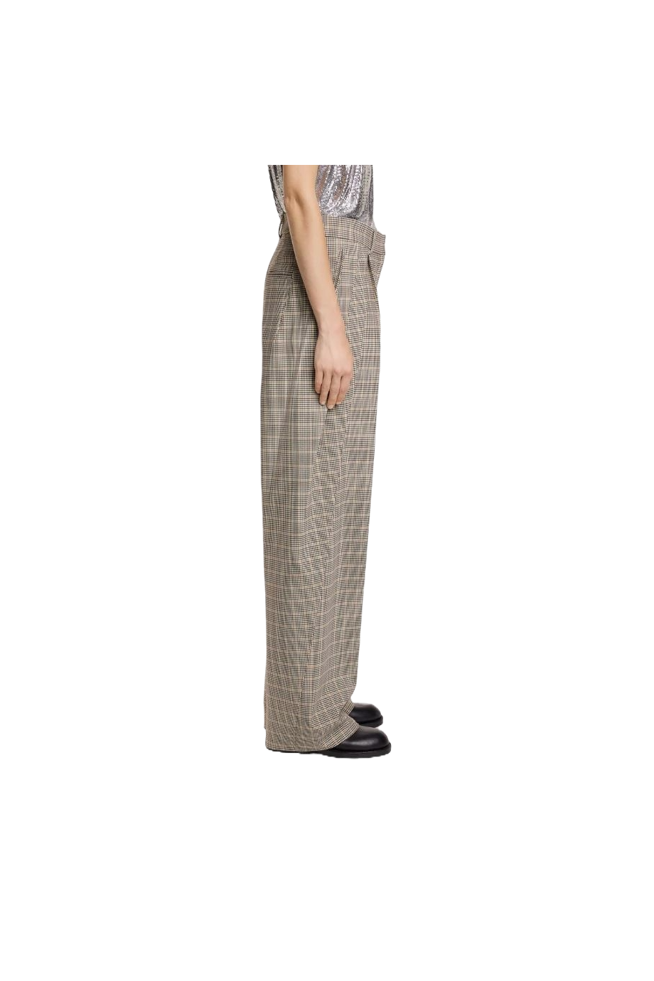 RABANNE Prince of Wales double-pleated checked wool-blend pants