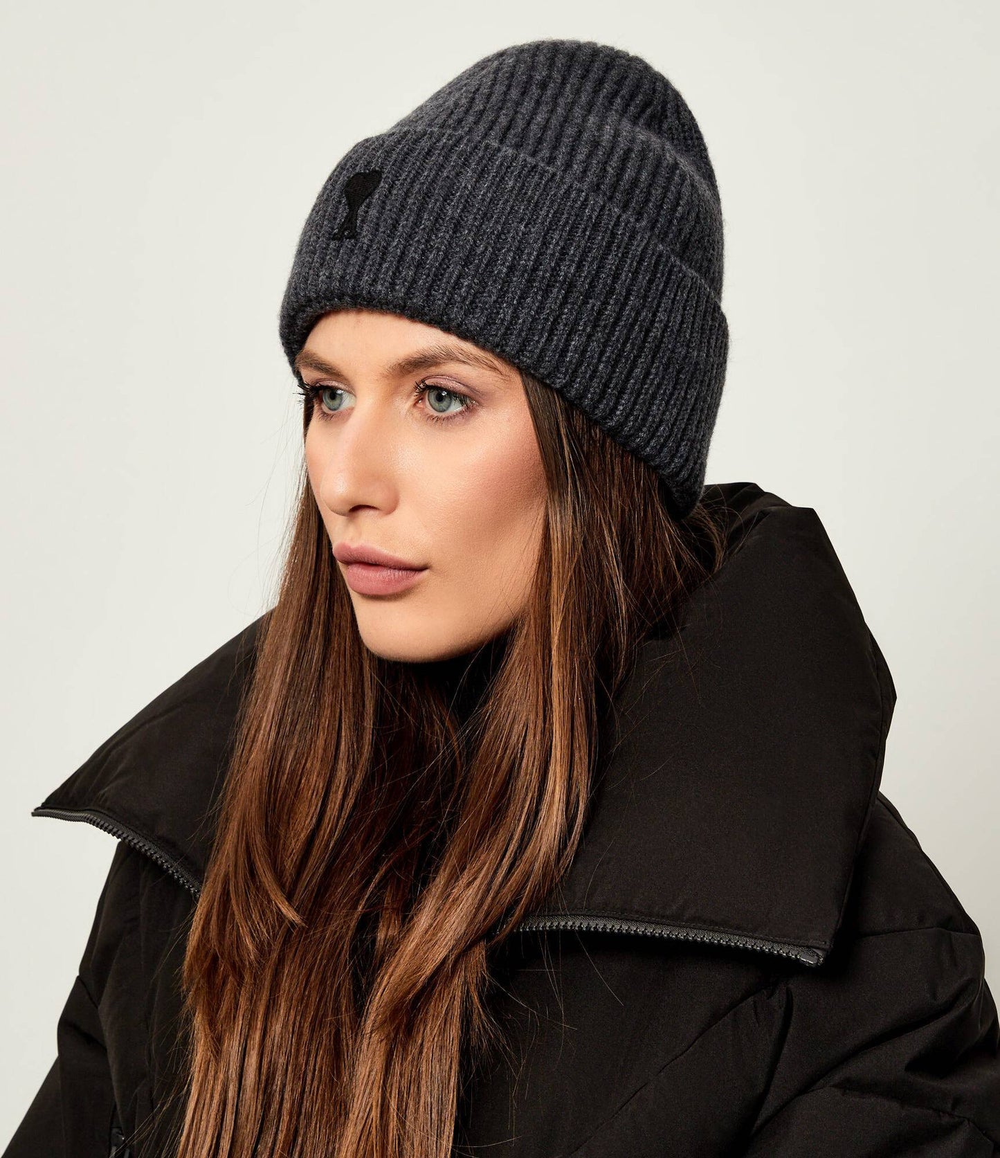 AMI De Coeur Ribbed Knit Beanie