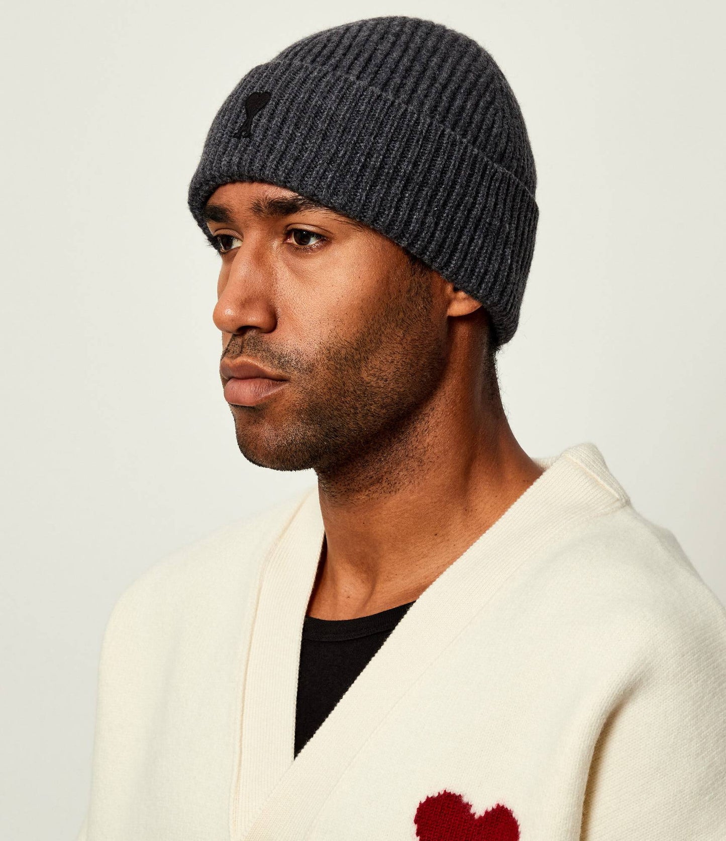 AMI De Coeur Ribbed Knit Beanie