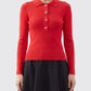 Mini Ribbed Merino Polo Red