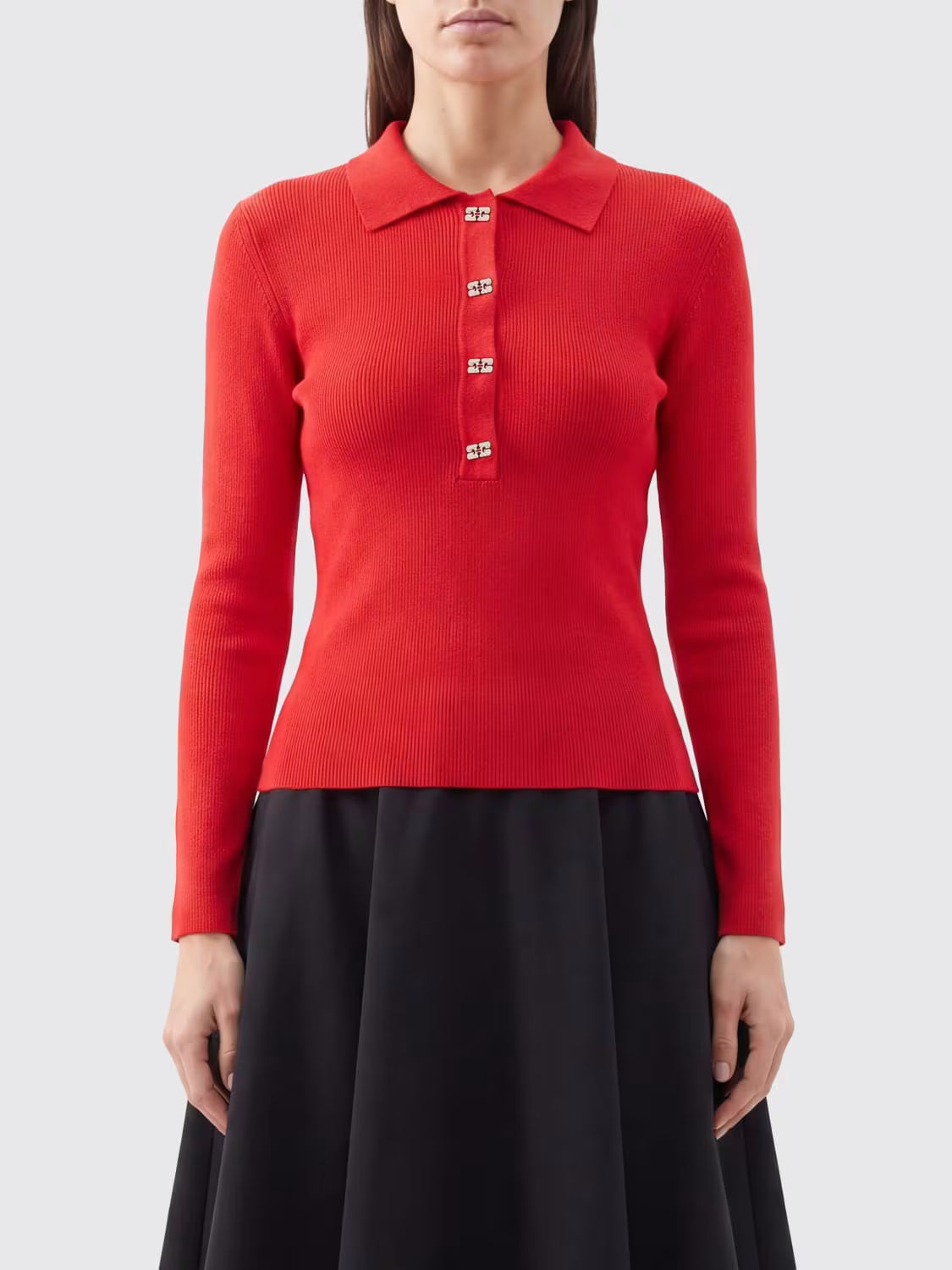 Mini Ribbed Merino Polo Red