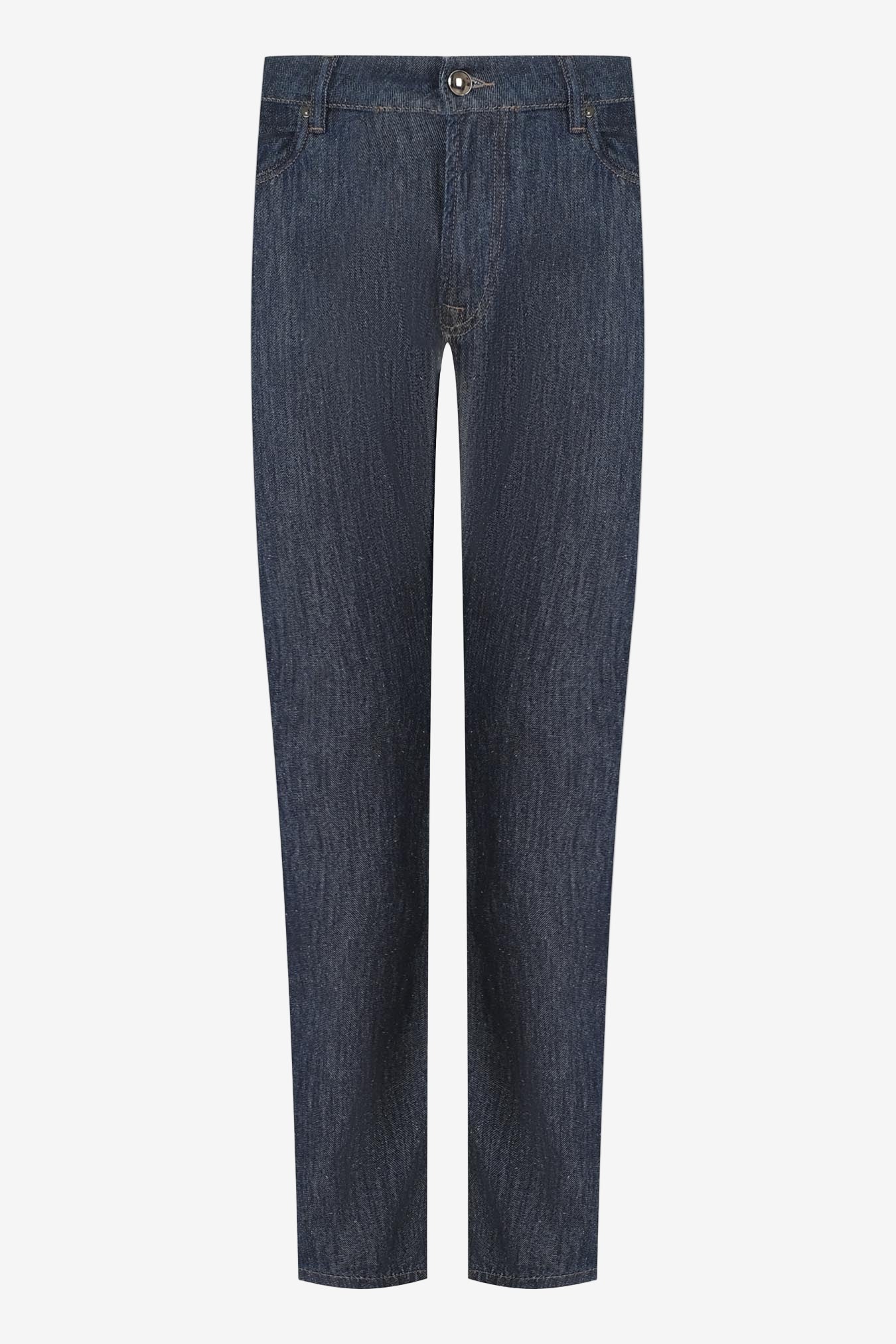 Pants  In Washed Denim Cotton And Silk