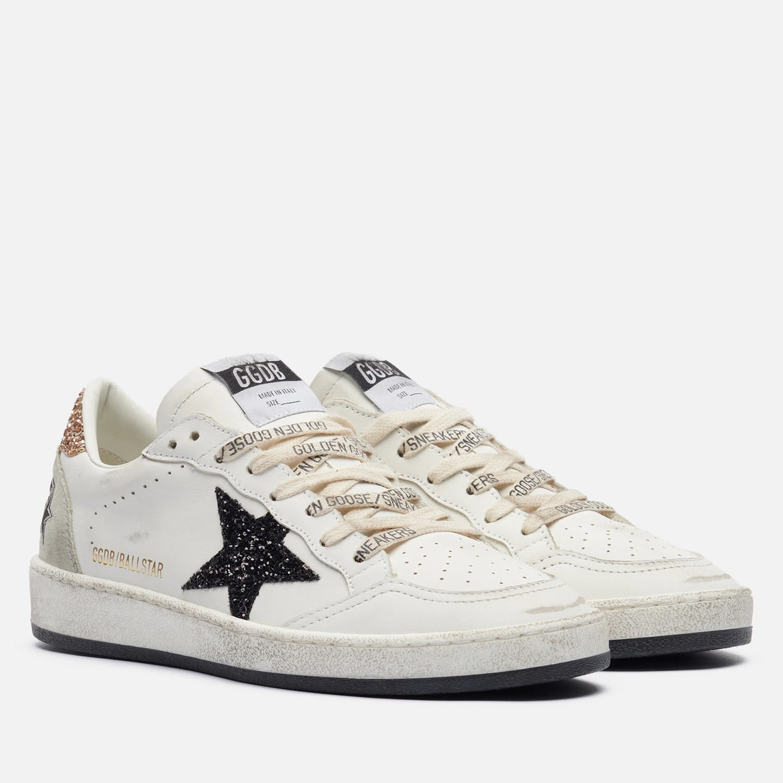 Ball Star Used Leather Sneakers with Glitter Golden Goose
