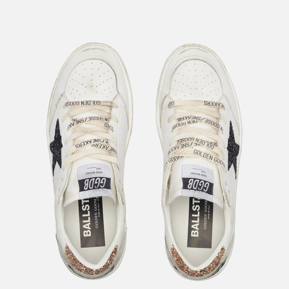 Ball Star Used Leather Sneakers with Glitter Golden Goose