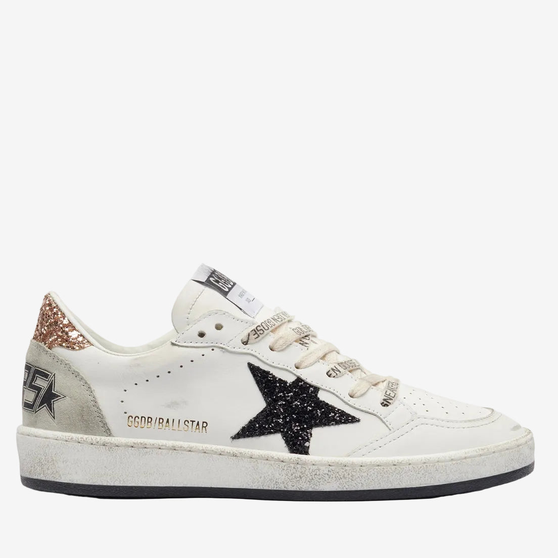 Ball Star Used Leather Sneakers with Glitter Golden Goose