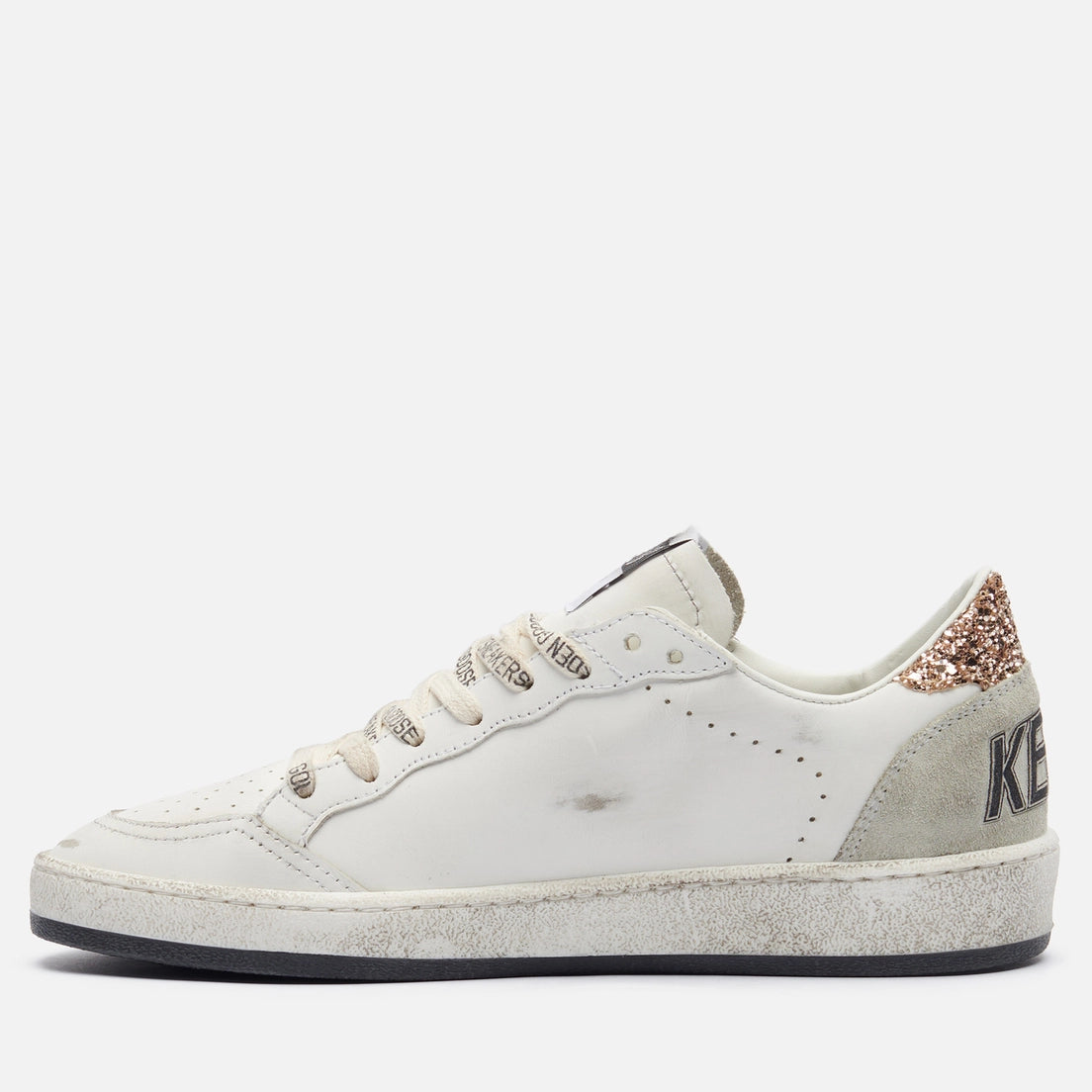Ball Star Used Leather Sneakers with Glitter Golden Goose