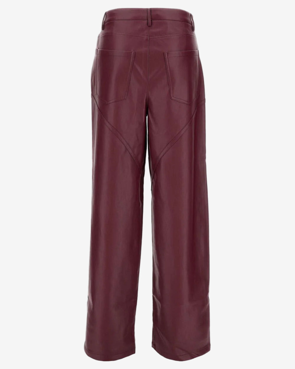 Maroon leather pants on a white background