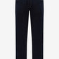 Dark blue jeans on a light gray background