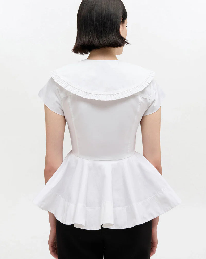 Short Cotton Ruffle Shirt