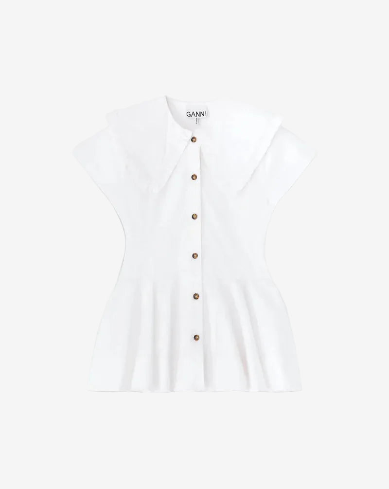 Short Cotton Ruffle Shirt