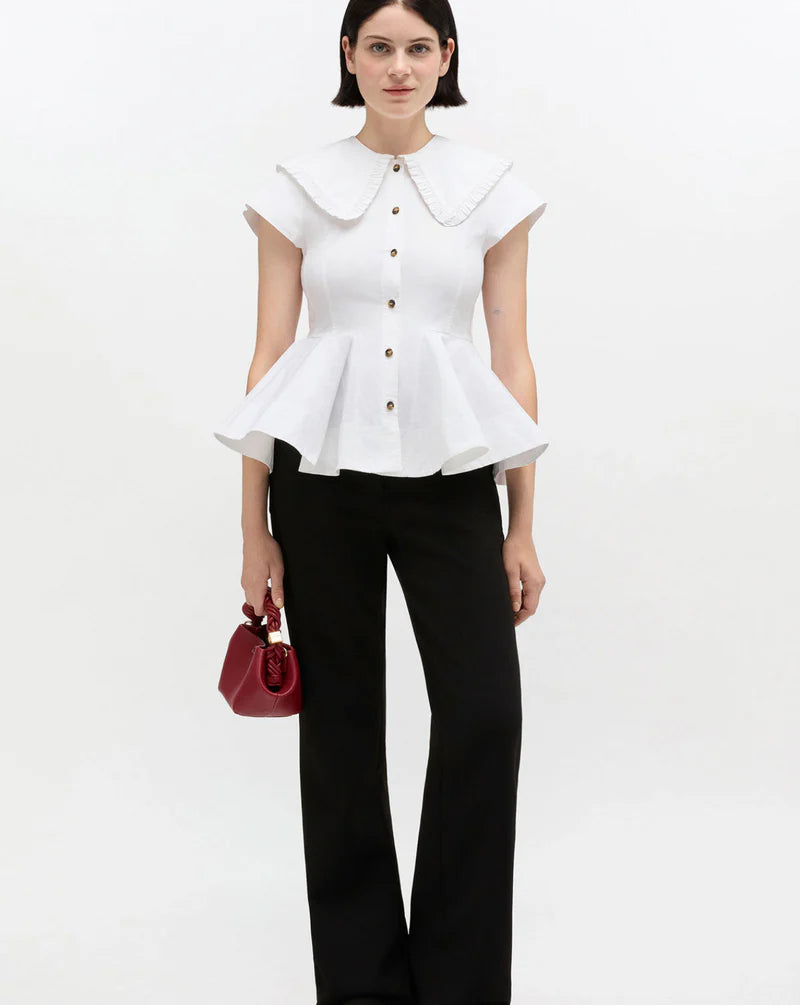 Short Cotton Ruffle Shirt