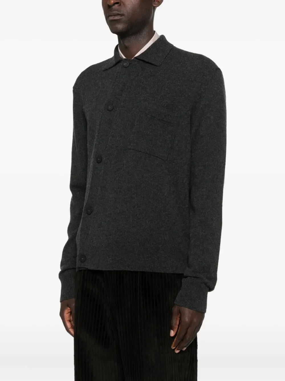 Collared Asymmetric Button-Up Jacket