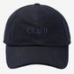 Navy blue cap with 'CLUB' embroidery on a light gray background