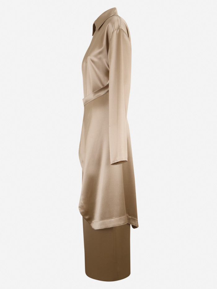 Colter Draped Slip Satin Midi Dress