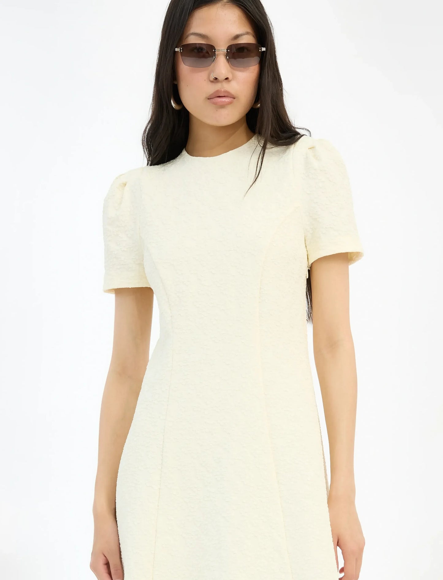 Jacquard Flared Dress Yellow