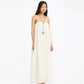 Pleated Midi Strap Dress White