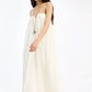 Pleated Midi Strap Dress White