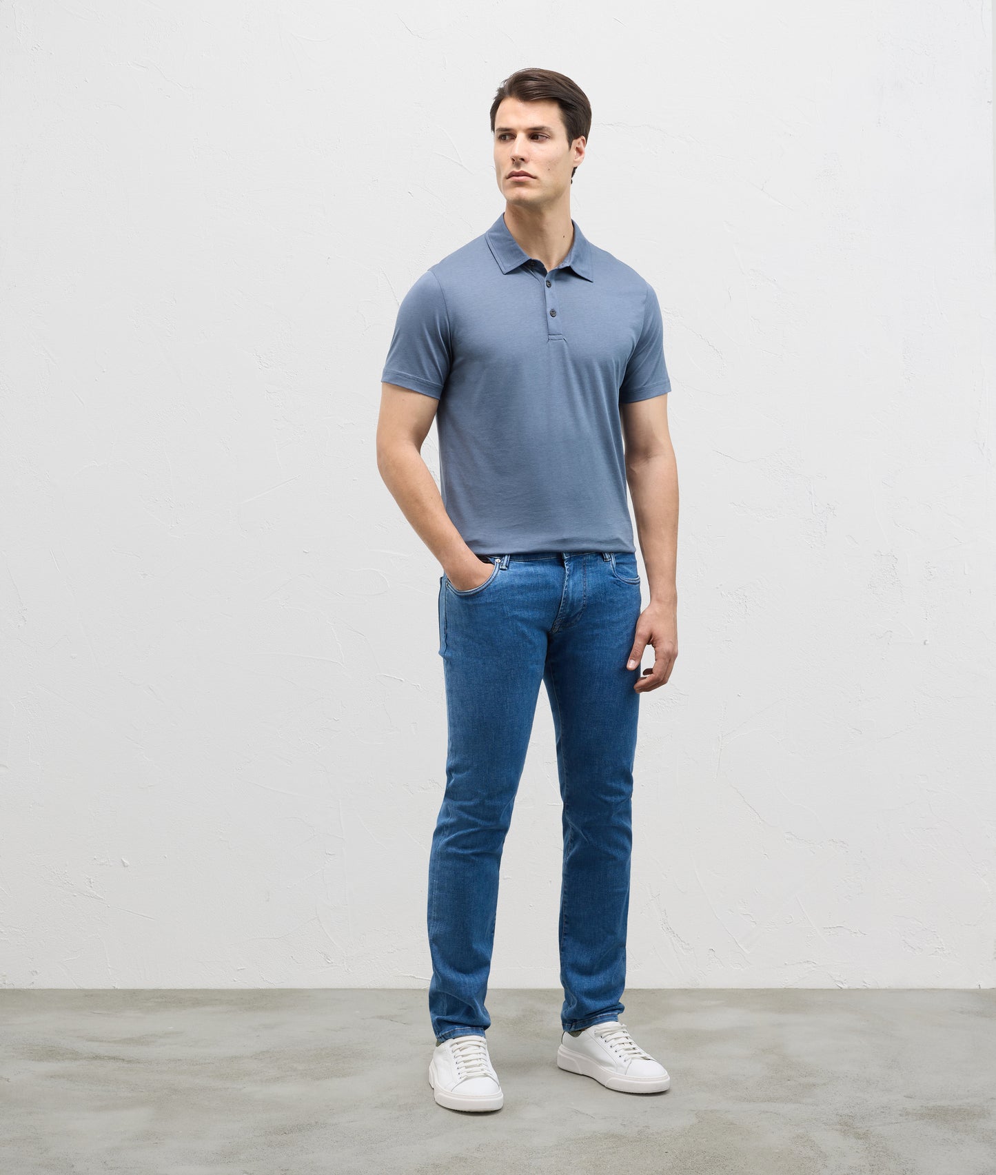 Polo shirt in cotton and lyocell jersey