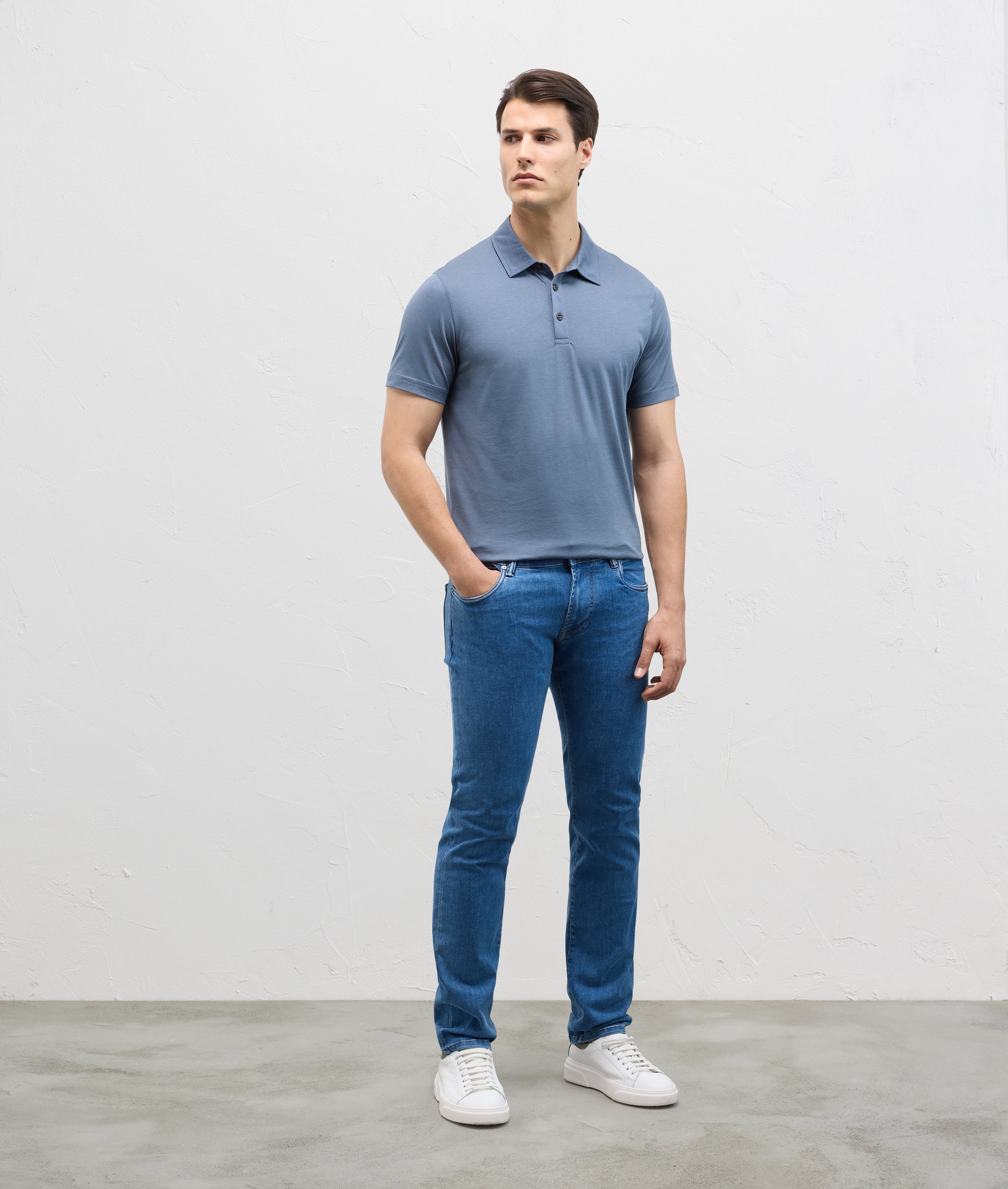 Polo shirt in cotton and lyocell jersey