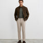 Natural flat front chinos in cotton and elastane
