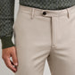 Natural flat front chinos in cotton and elastane