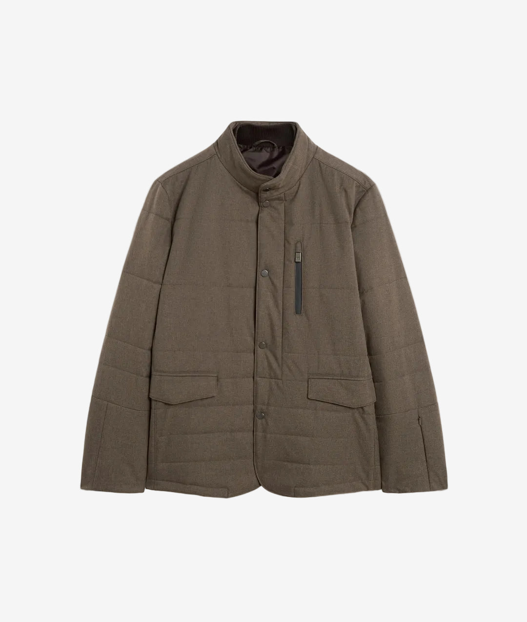 ScooterJjacket in polyester with brown stand up collar