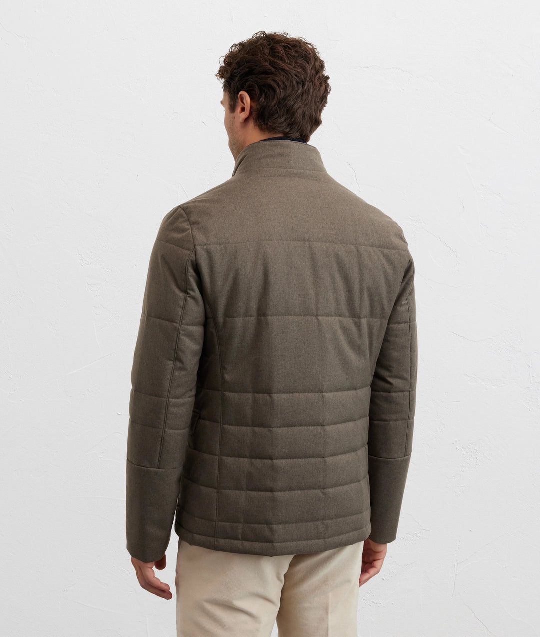 ScooterJjacket in polyester with brown stand up collar