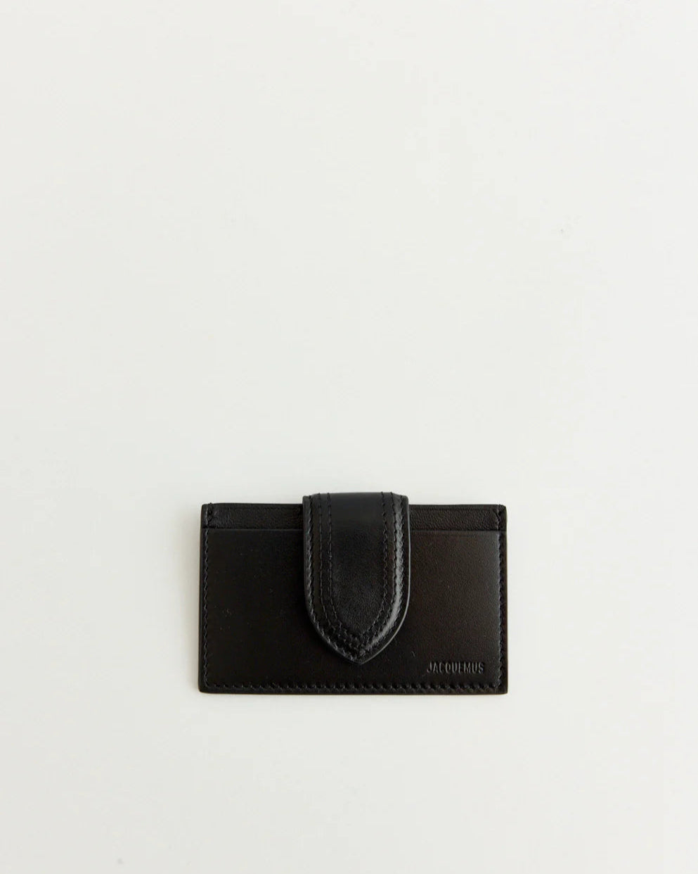 Black leather cardholder on a white background