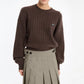 Rotate Cable Crewneck Sweater Brown