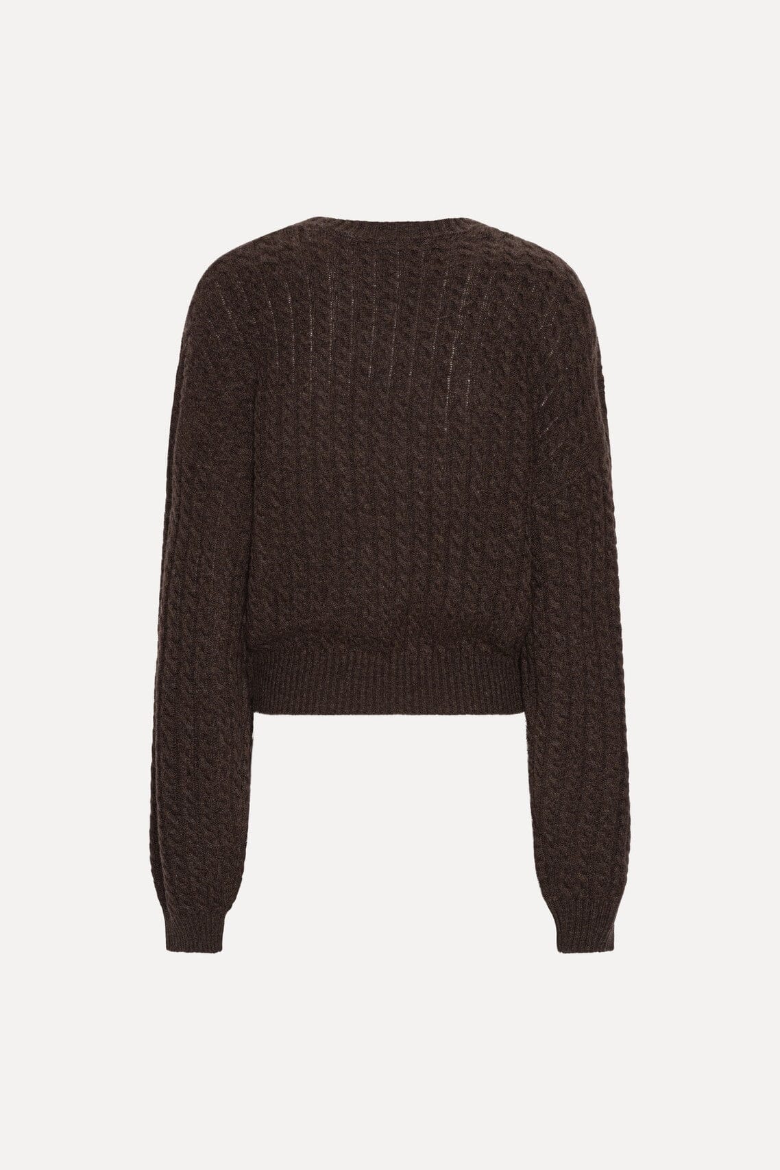 Rotate Cable Crewneck Sweater Brown