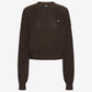 Rotate Cable Crewneck Sweater Brown