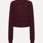 Rotate Cable Crewneck Sweater Burgundy