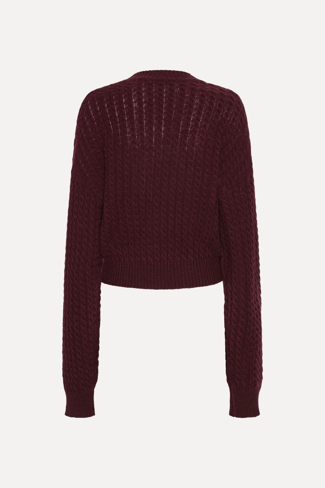 Rotate Cable Crewneck Sweater Burgundy