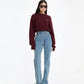 Rotate Cable Crewneck Sweater Burgundy