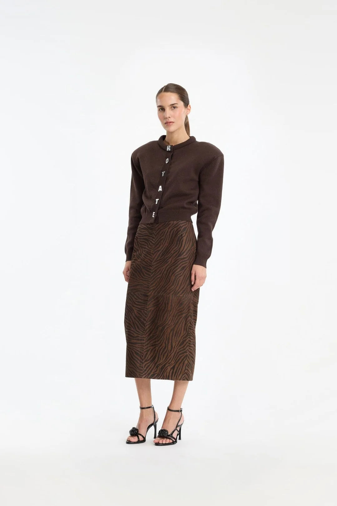 Firm Knit Cardigan Brown