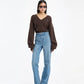Cable V Neck Sweater Brown