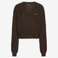 Cable V Neck Sweater Brown