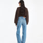 Cable V Neck Sweater Brown