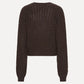 Cable V Neck Sweater Brown