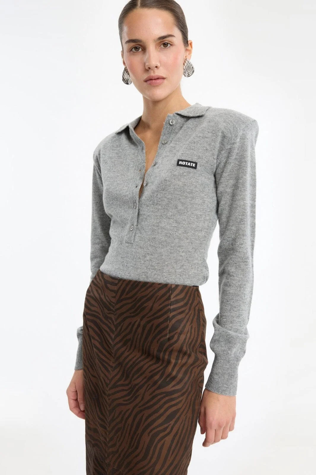 Wool Longleeve Polo Grey