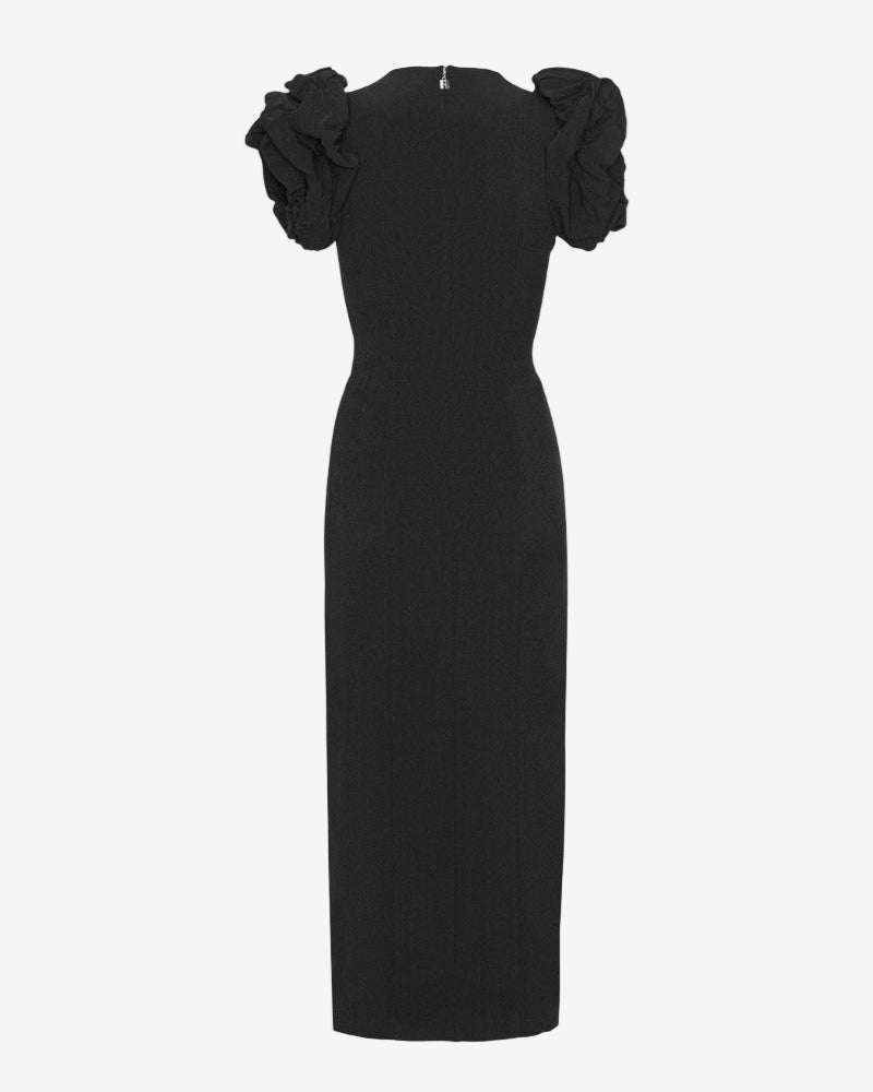 Crepe Puffy Midi Dress