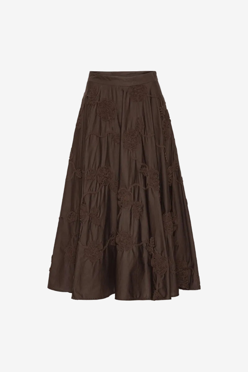 Flower Maxi Skirt Dark Brown