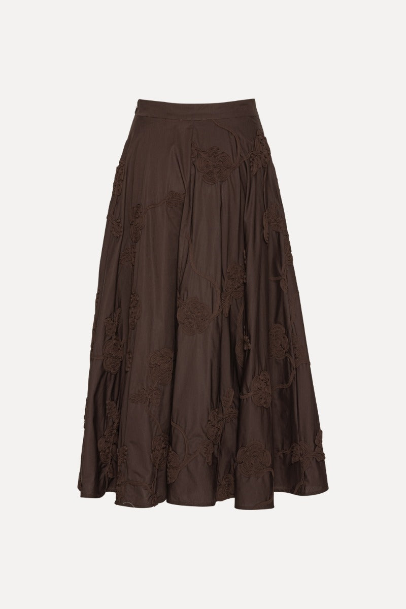 Flower Maxi Skirt Dark Brown