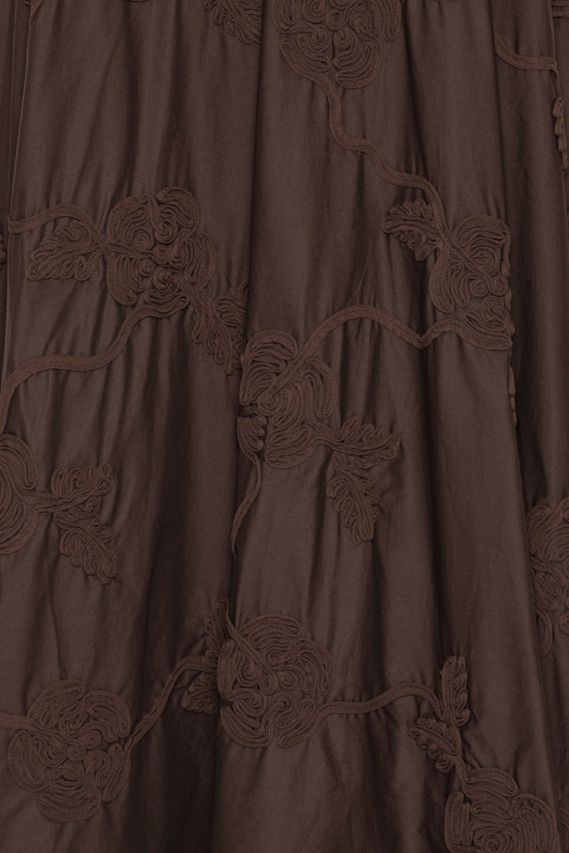 Flower Maxi Skirt Dark Brown