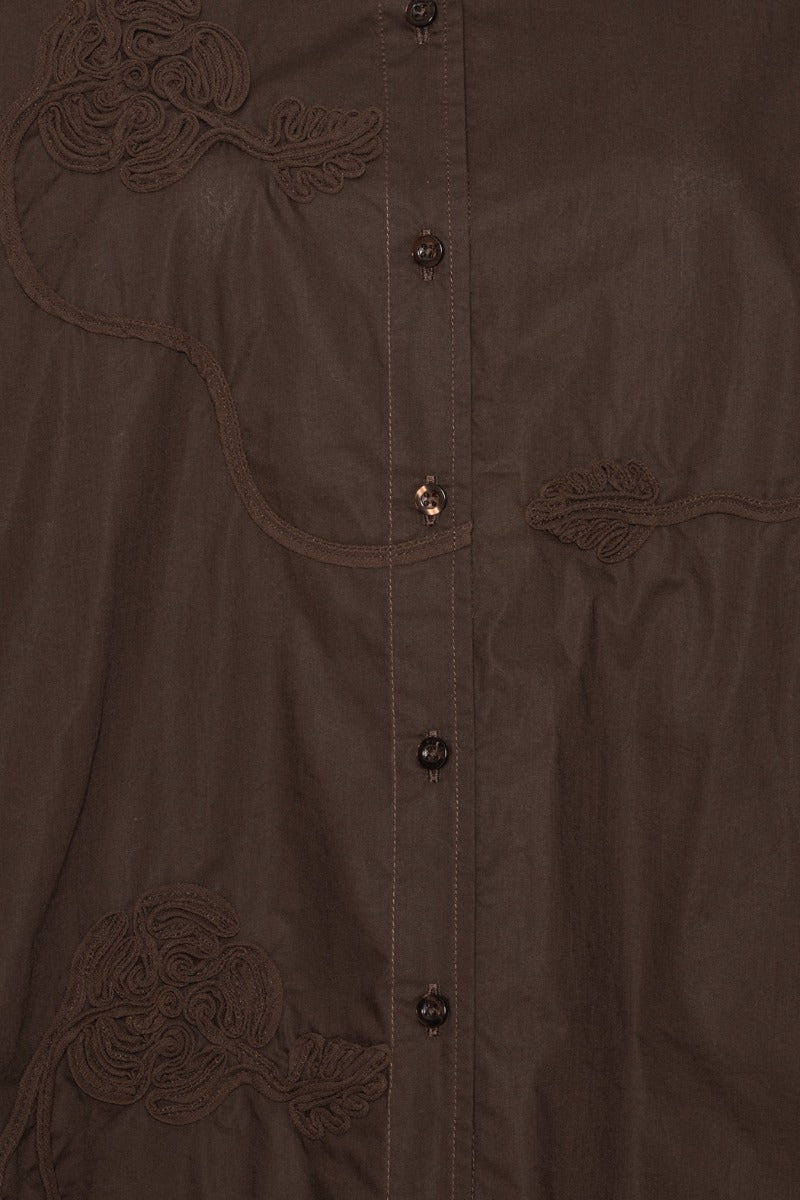 Flower Oversized Shirt Dark Brown