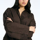 Flower Oversized Shirt Dark Brown
