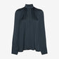 Satin Bow Shirt Dark Blue